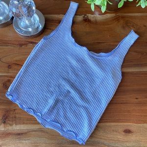 Blue & White Lettuce Trim Blouse